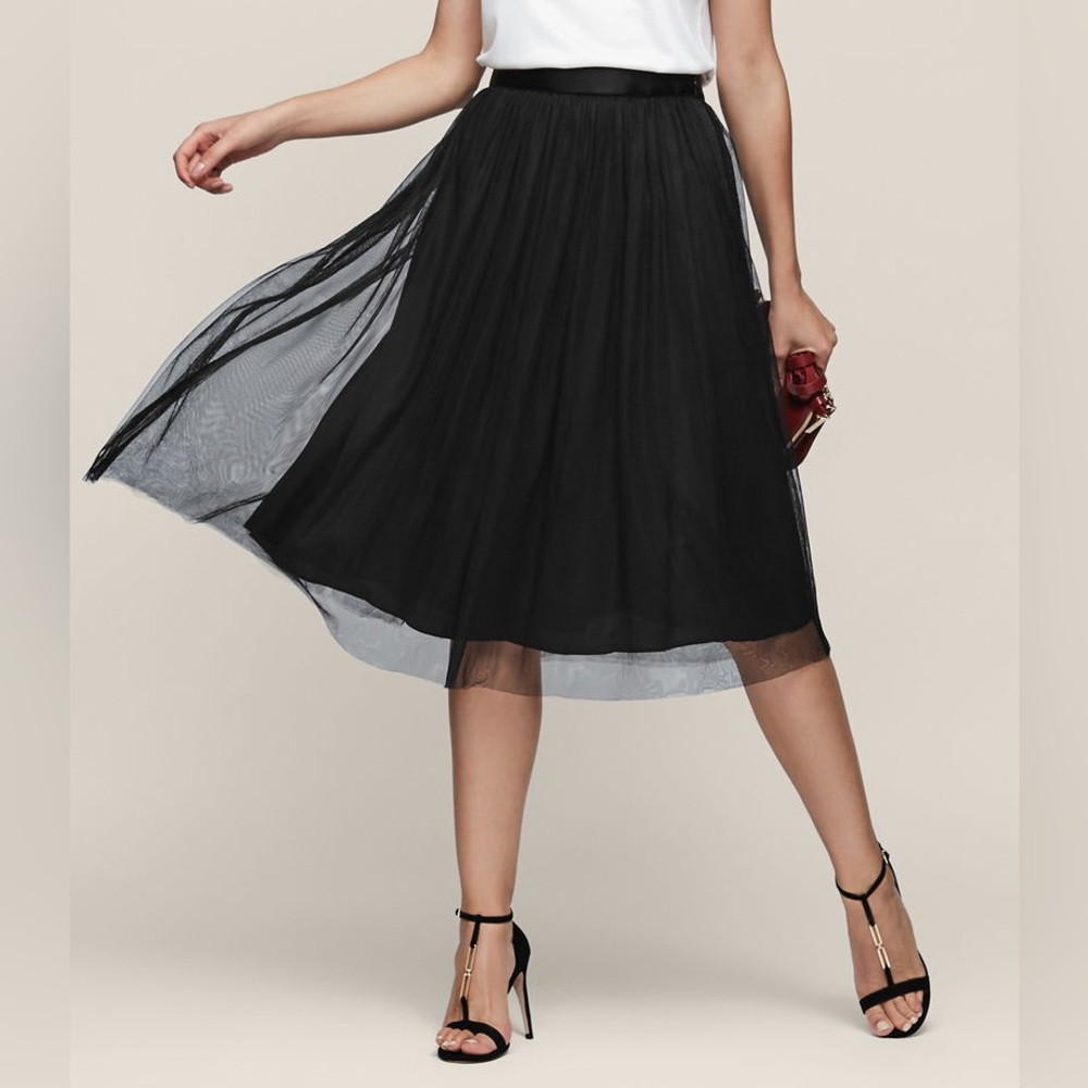 EXPRESS Black Midi Tulle Skirt